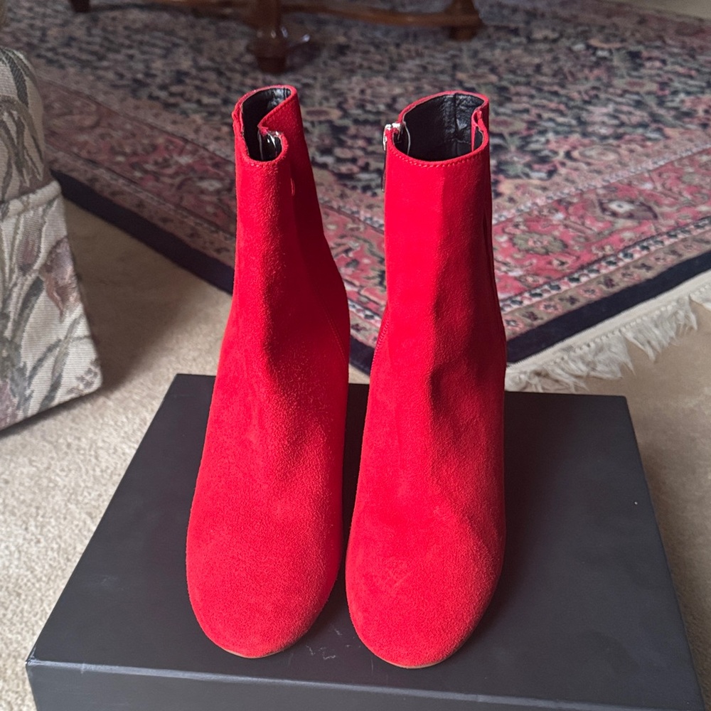 Halogen Red Suede Heeled Boots - Picture 3 of 6